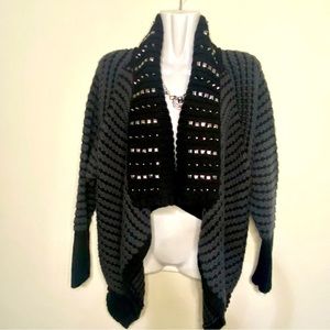 Chunky knit cardigan jacket, stuffed lapel collar. By: Alberto Makali, Large *c3